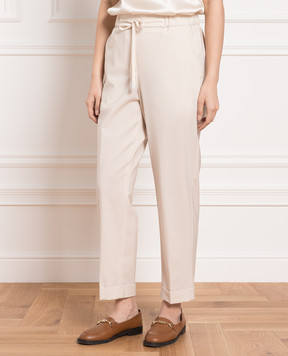 Peserico Beige wool pants with lapels P04651D02008