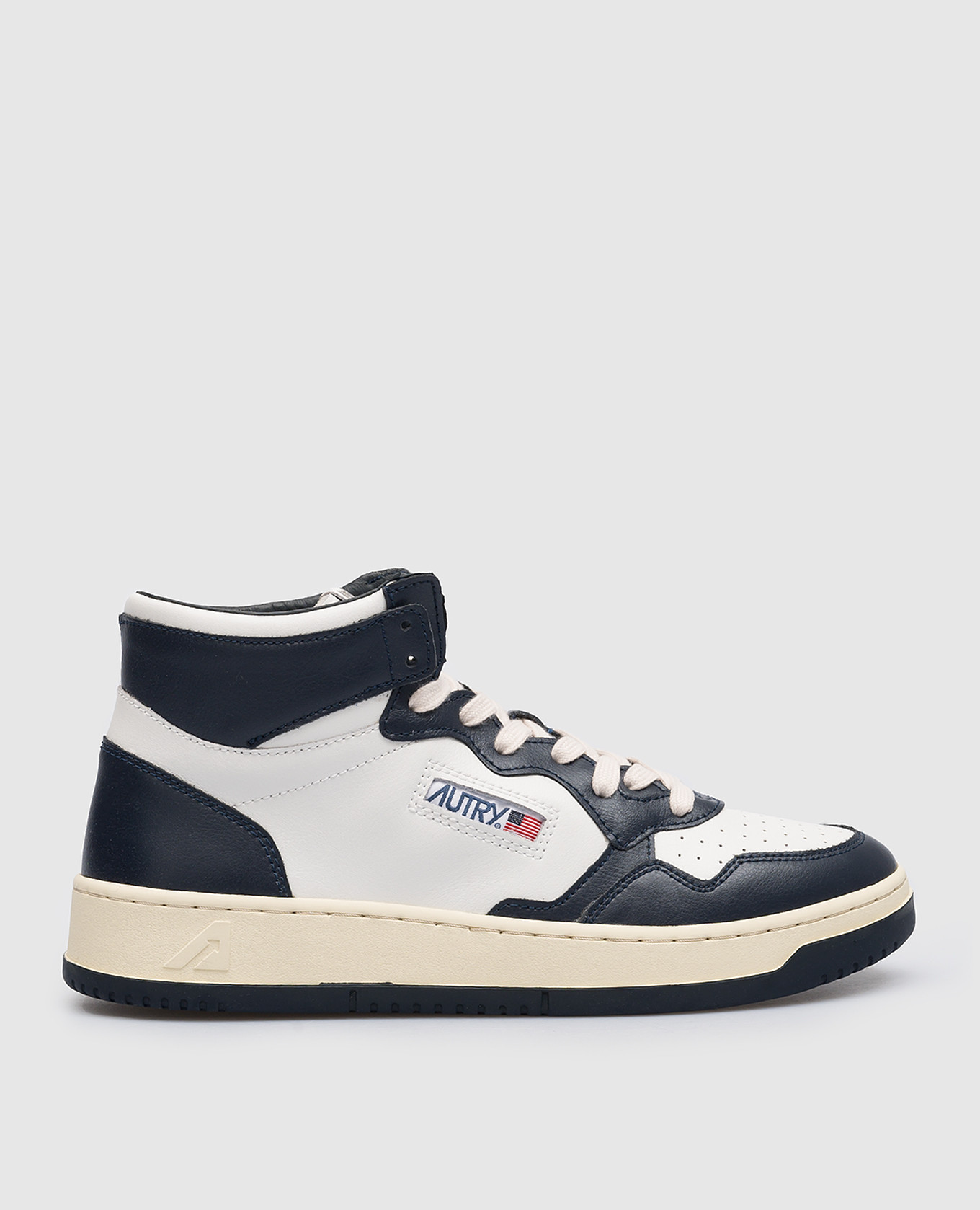 Blue leather high-tops with logo autry