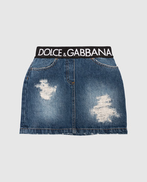 Dolce&Gabbana Children's blue denim skirt with logo L54I38LDB546