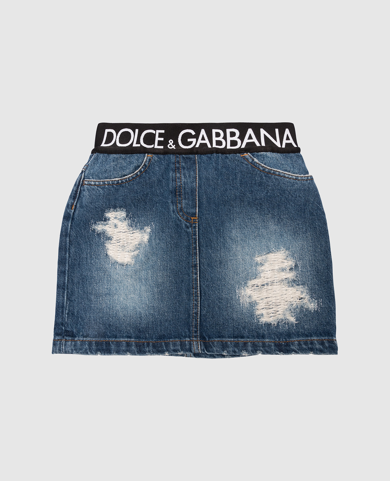 Children's blue denim skirt with logo dolce&gabbana