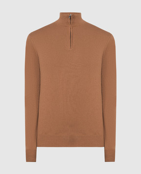 Cashmere&Whiskey Brown cashmere jumper with zipper 357N