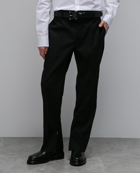 Off-White Black wool trousers with OW logo embroidery OMCA248F23FAB003