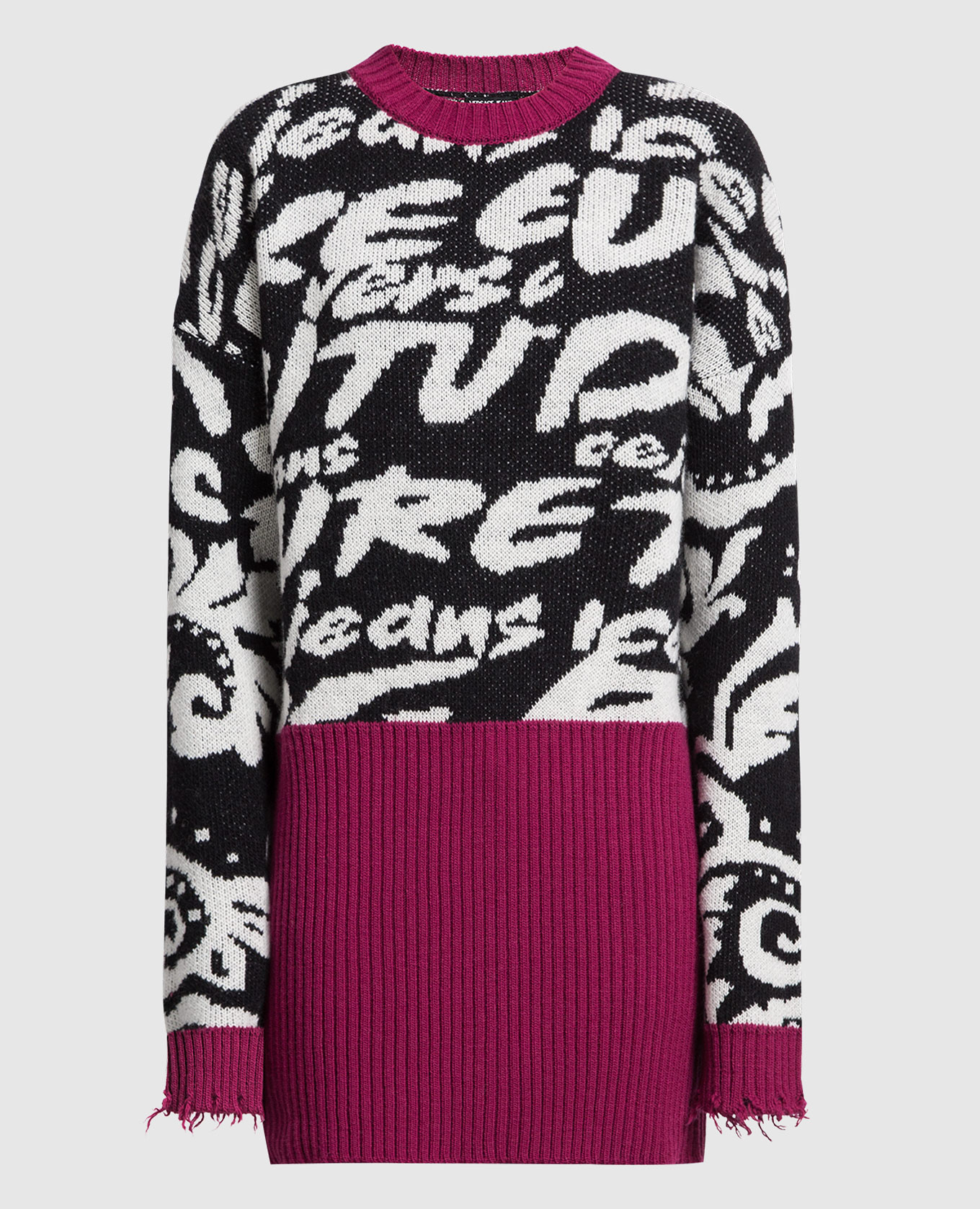 

Sweater dress in contrasting jacquard pattern Logo Brush Couture Versace Jeans Couture, Black