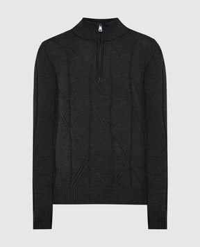 Cashmere&Whiskey Brown sweater made of wool in a textured pattern PL007