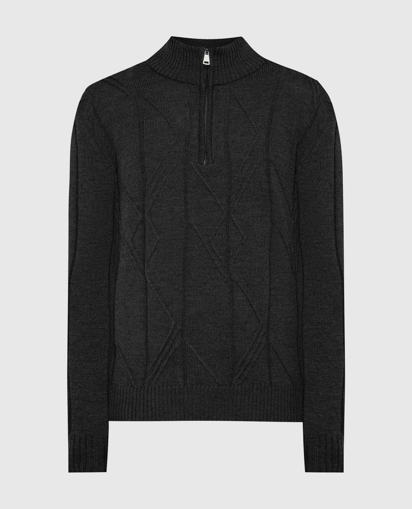 Brown sweater made of wool in a textured pattern cashmere&whiskey