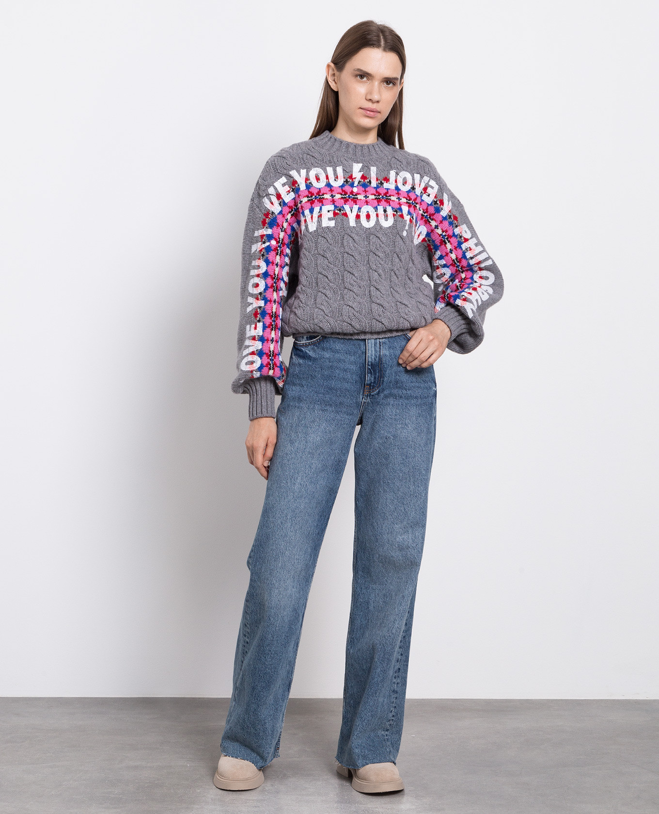 I Love You gray wool sweater Philosophy di Lorenzo Serafini 2