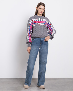 Philosophy di Lorenzo Serafini I Love You gray wool sweater A09385701