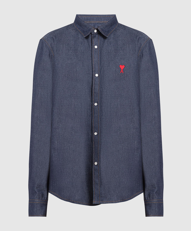 AMI PARIS デニムシャツ ハートロゴ ワンポイント インディゴ