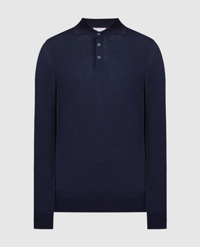 Brunello Cucinelli Blue wool and cashmere polo shirt M2400295