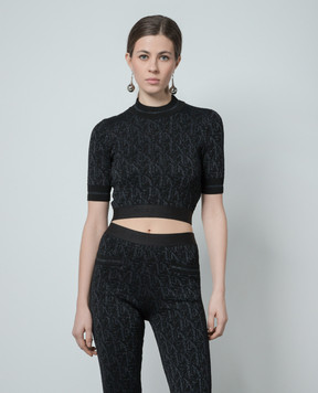 Palm Angels Black logo top with lurex PWHT010R24KNI001