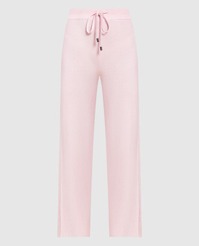 Peserico Pink wool, silk and cashmere trousers with monil chain S94042F12B9018