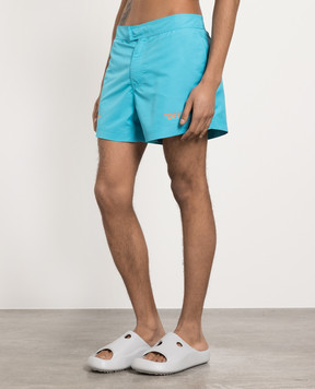 Off-White Blue logo swim shorts OMFD002S23FAB001