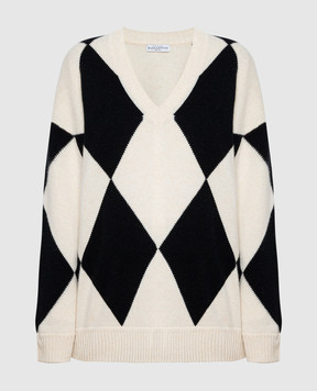 Ballantyne White wool pullover with a geometric pattern B1P6767W110