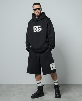 Dolce&Gabbana Black combo shorts with logo patch GP058ZG7L3P