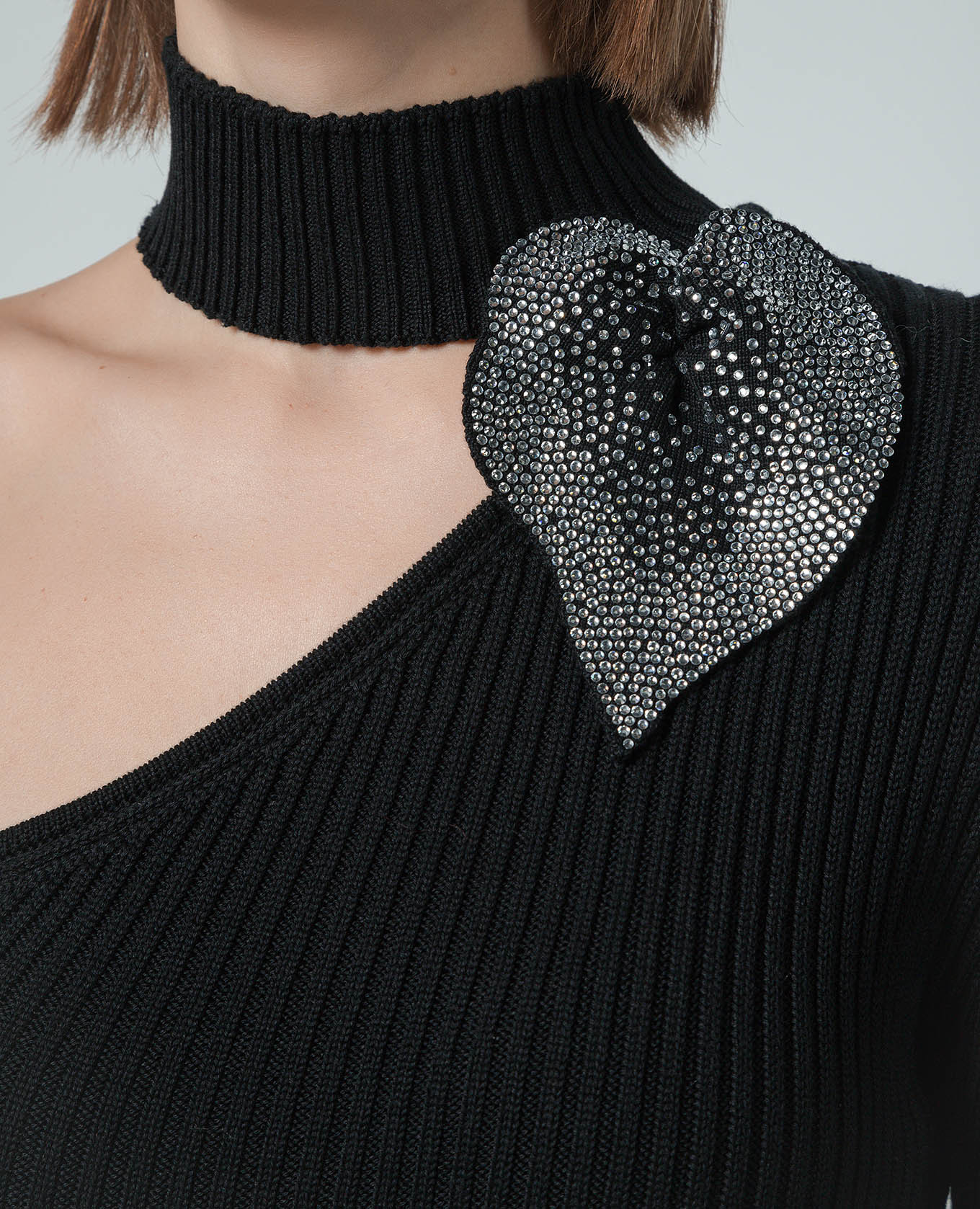 Black dress with appliqué with crystals Giuseppe Di Morabito Milano 5