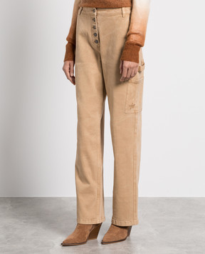 Twinset Beige cargo jeans with embroidery 232AP2381