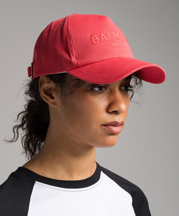 BALMAIN 赤 スポット柄 キャップ Balmain - Red cap with logo embroidery CF1XA015CB24 - shop