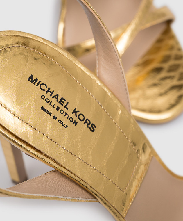 Michael Kors - Golden leather sandals with embossed reptile leather  46S3HRHA4M - shop with Bulgaria delivery at Symbol