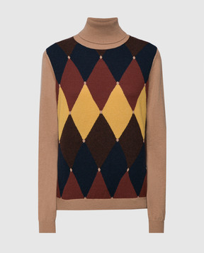 Ballantyne Brown cashmere turtleneck with a geometric pattern B1P00212KG1