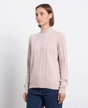 Peserico Beige wool, silk and cashmere turtleneck with monil chain S99486F079018V