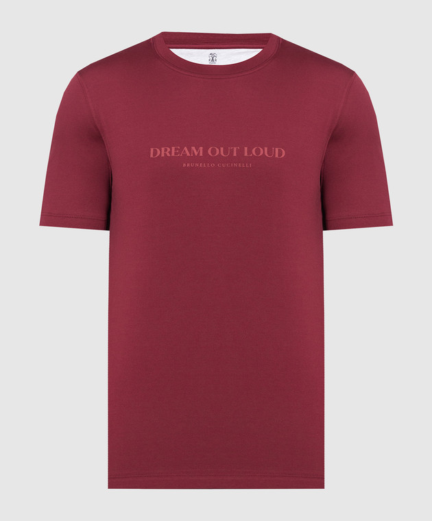 BRUNELLO CUCINELLI 半袖Tシャツ DREAM OUT LOUD Brunello Cucinelli - Maroon t-shirt with Dream out loud print