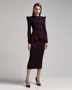 Alexander McQueen Purple skirt made of wool with a scar 768608Q1A65