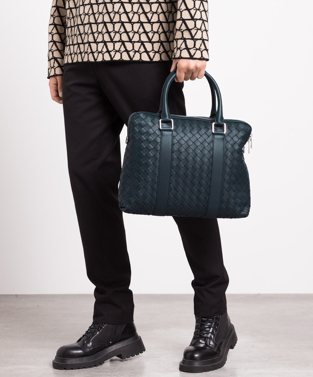 Bottega Veneta Blue leather business bag with weaving 690702V0E52 buy with Portugal delivery at Symbol