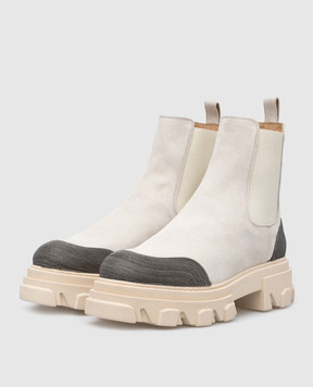 Babe Pay Pls Gray suede chelsea boots with monil chain 762
