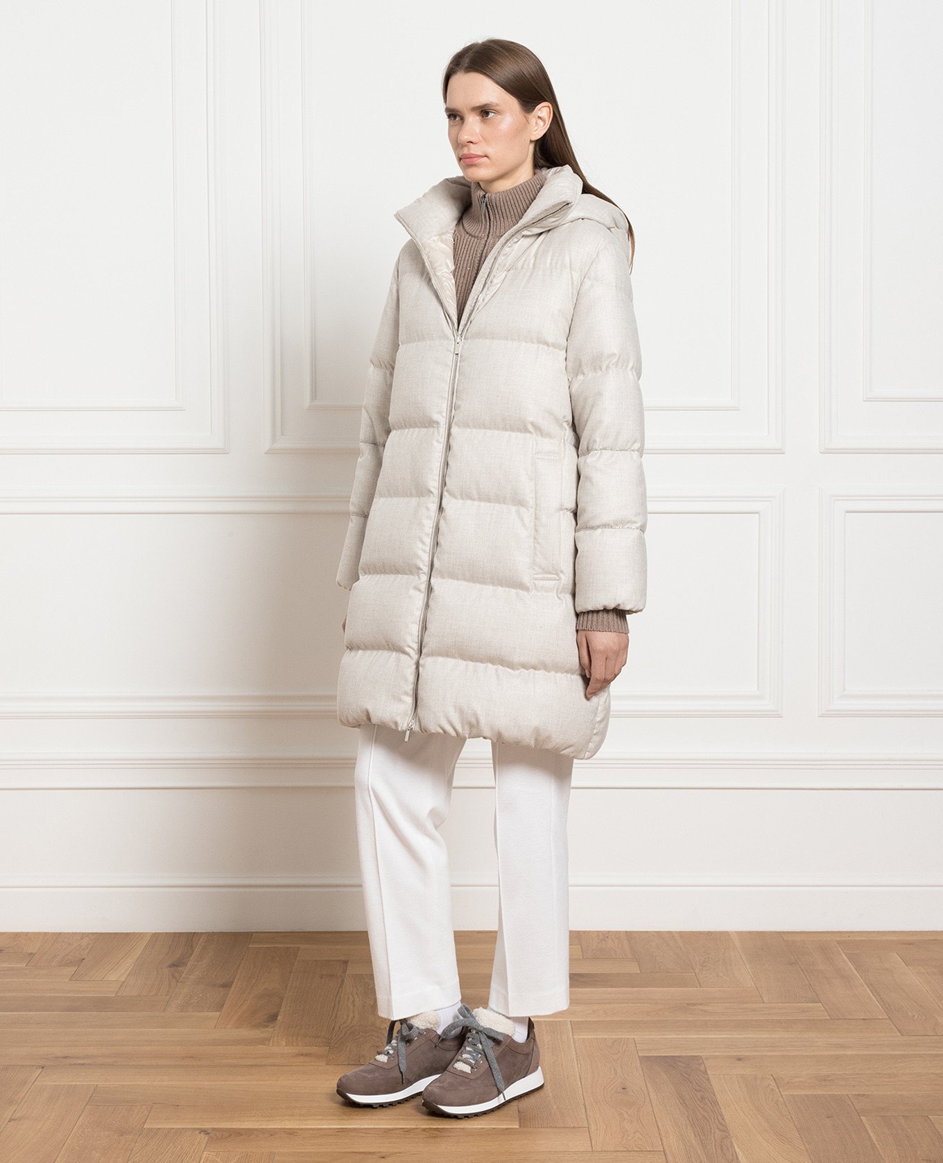 

Beige down jacket with monil chain Peserico