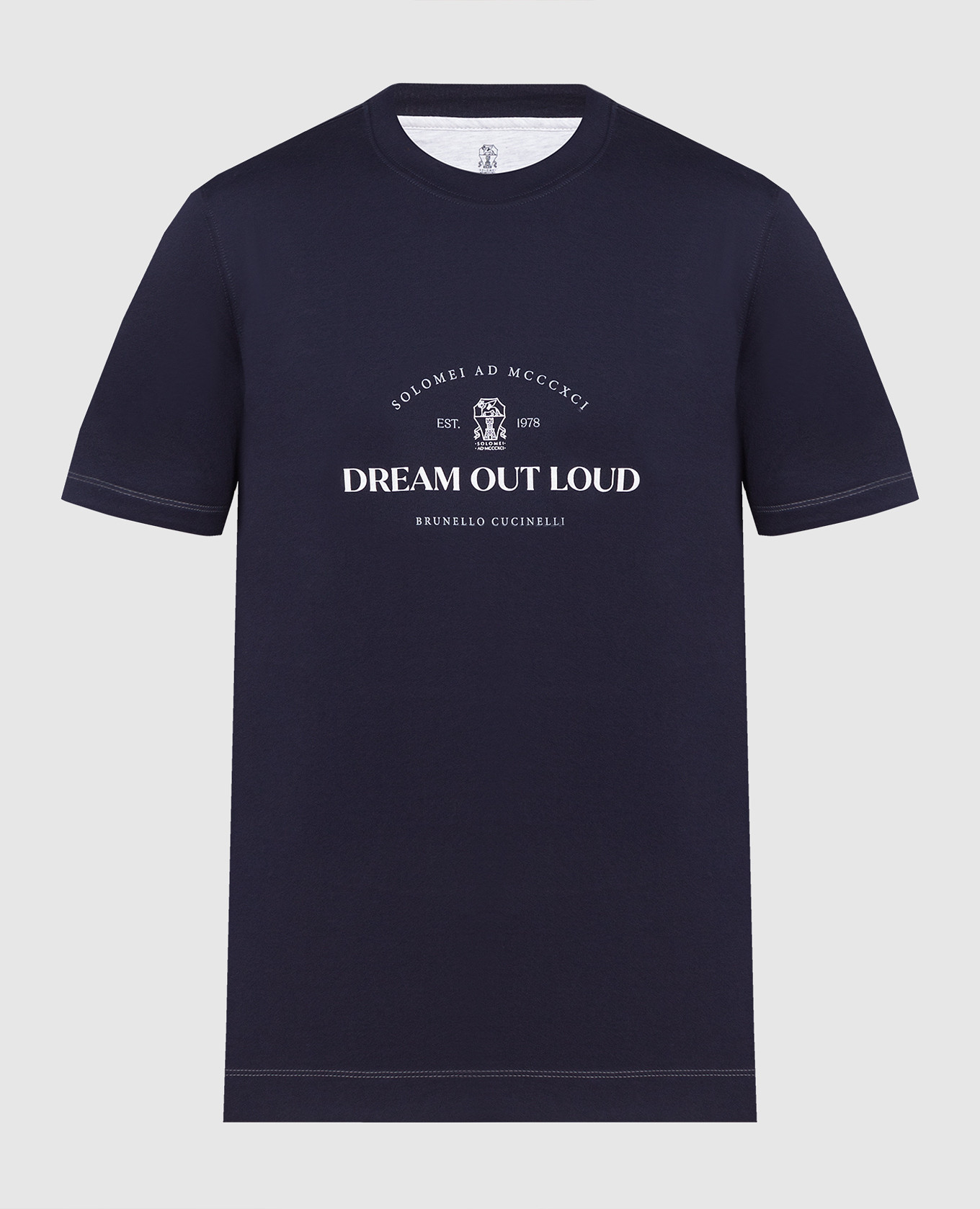 BRUNELLO CUCINELLI 半袖Tシャツ DREAM OUT LOUD Brunello Cucinelli - Blue t-shirt with Dream out loud print