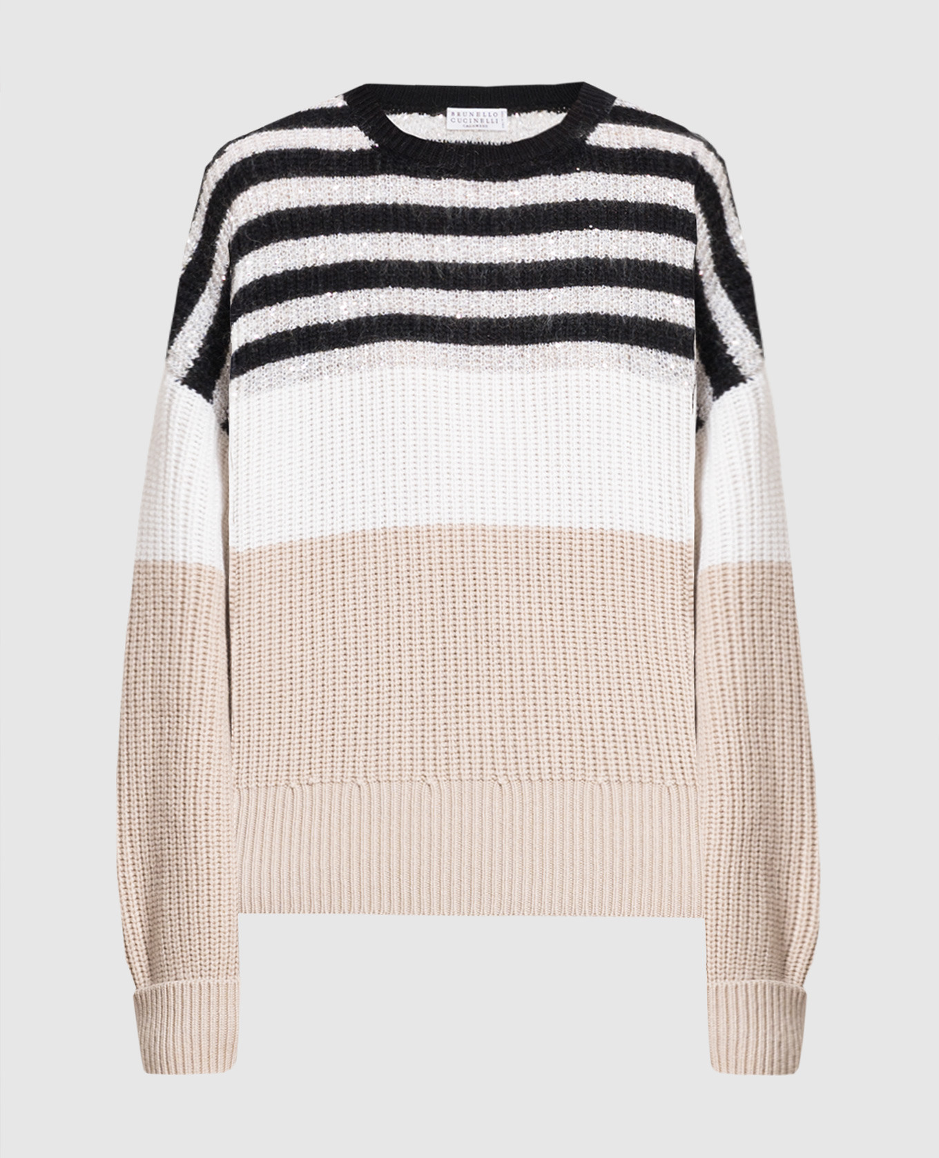 Striped sweater with sequins brunello cucinelli
