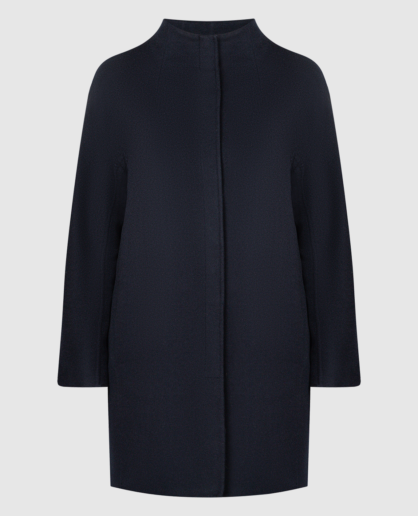 Blue wool and cashmere straight coat enrico mandelli