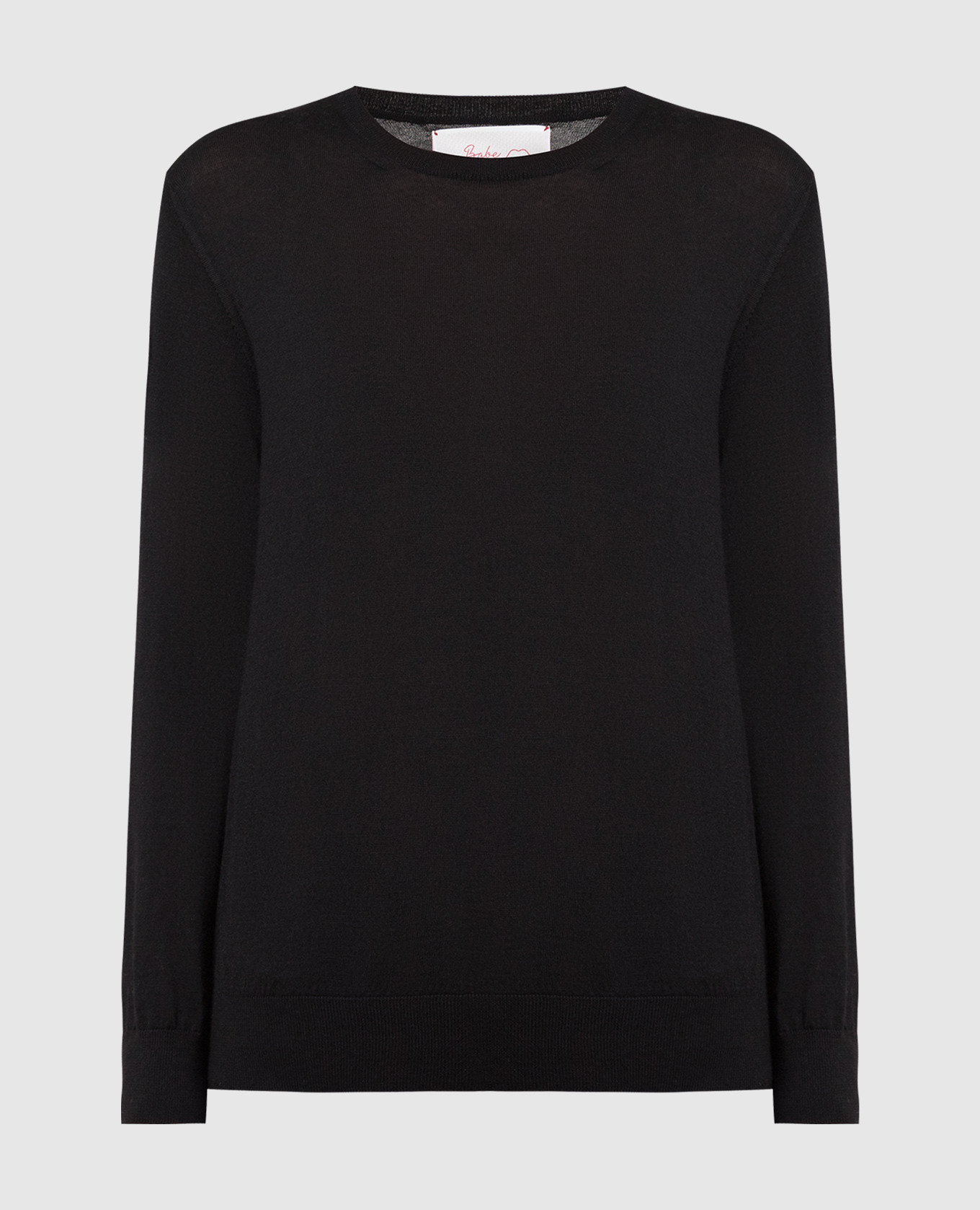 Black wool, silk and cashmere jumper