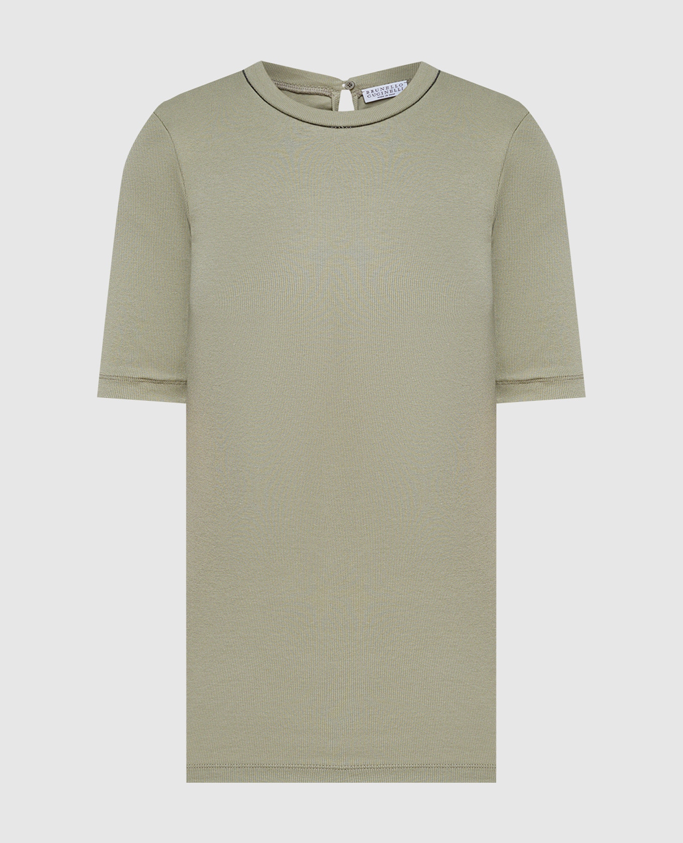 

Khaki ribbed t-shirt with monil chain Brunello Cucinelli
