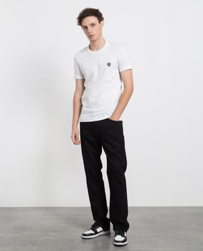 Dolce&Gabbana White T-shirt with logo embroidery M8C03JFUECG