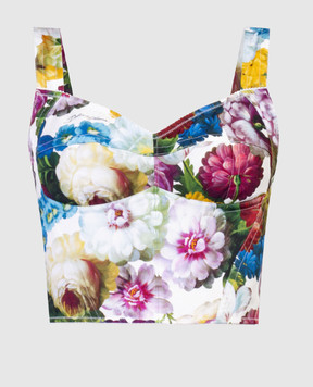Dolce&Gabbana Corset top in floral print Nocturnal Flower F7W98THS5Q2