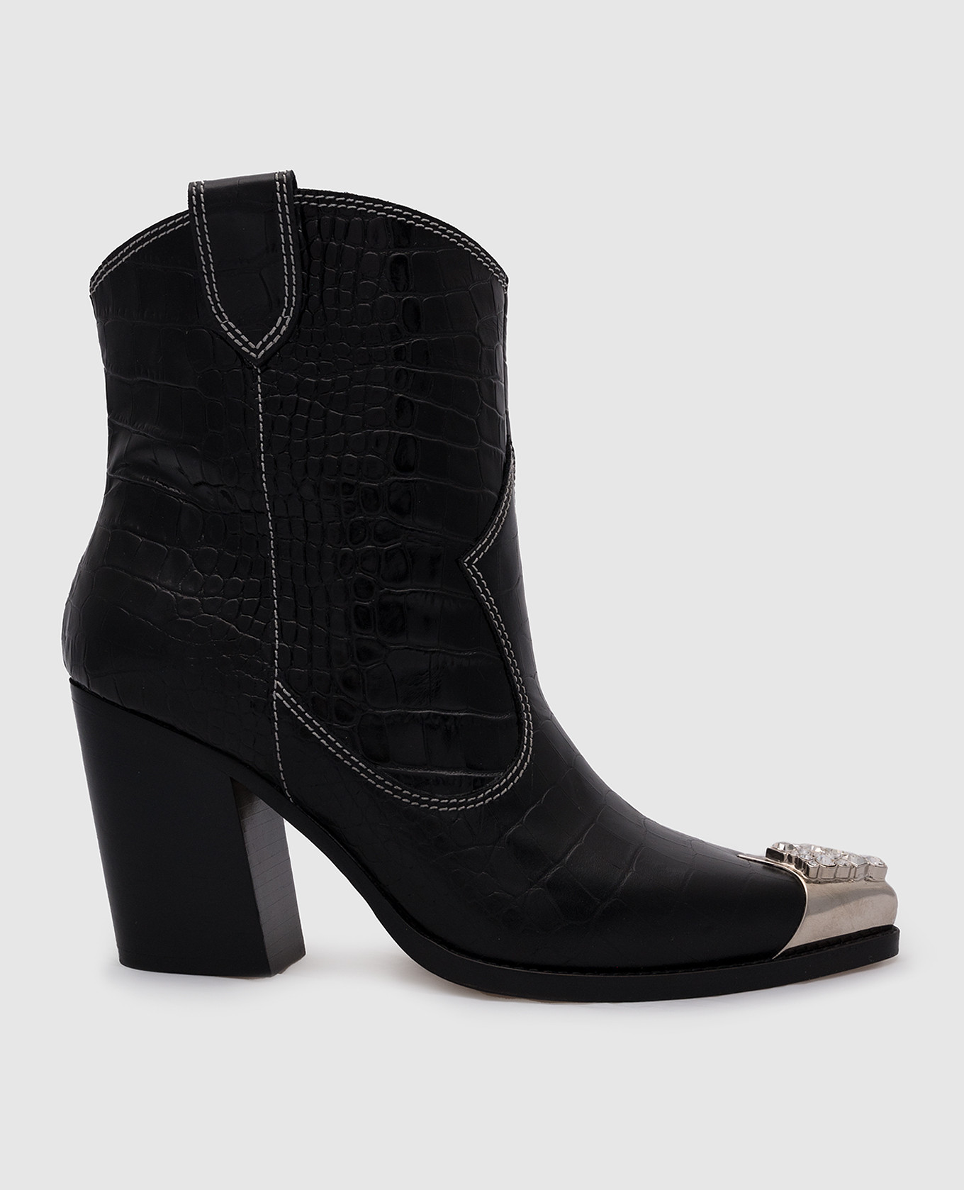 

Black Texas leather boots with crystals Paola Zuin Venezia
