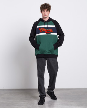 Balmain Green hoodie with textured logo BH1JT180MD08