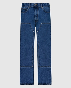 Palm Angels Blue jeans with logo monogram PMYA043R24DEN004