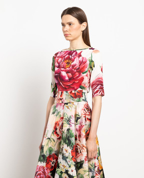 Dolce&Gabbana Silk blouse with Peony print F7X53TFPA4L