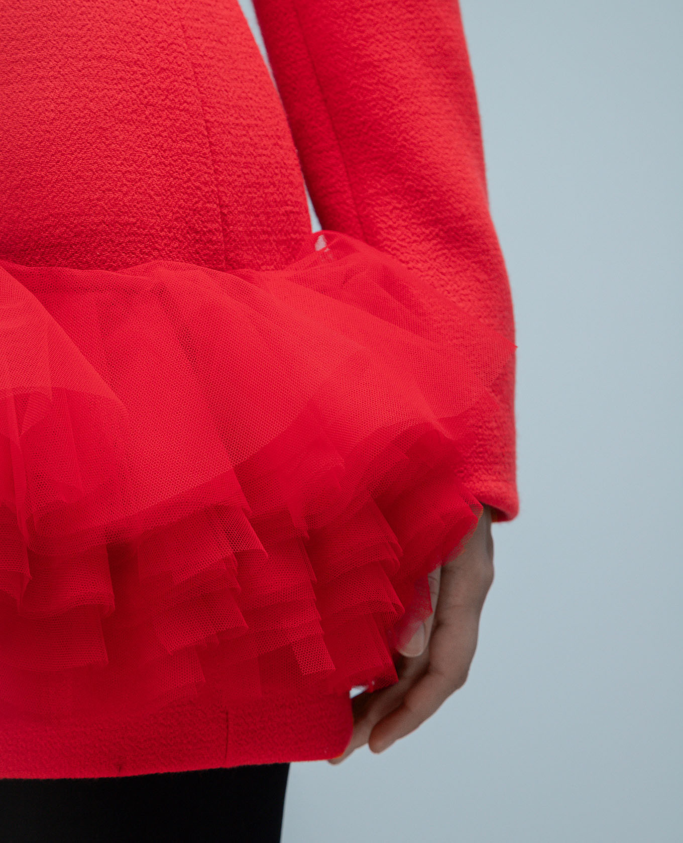 Red mini dress made of wool with frills David Koma 6
