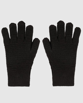 Bottega Veneta Black gloves made of wool and cashmere in a textured pattern 708694V29M0