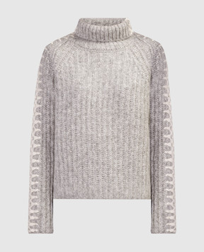 Ermanno Scervino Gray sweater with textured embroidery D435M360RPUY