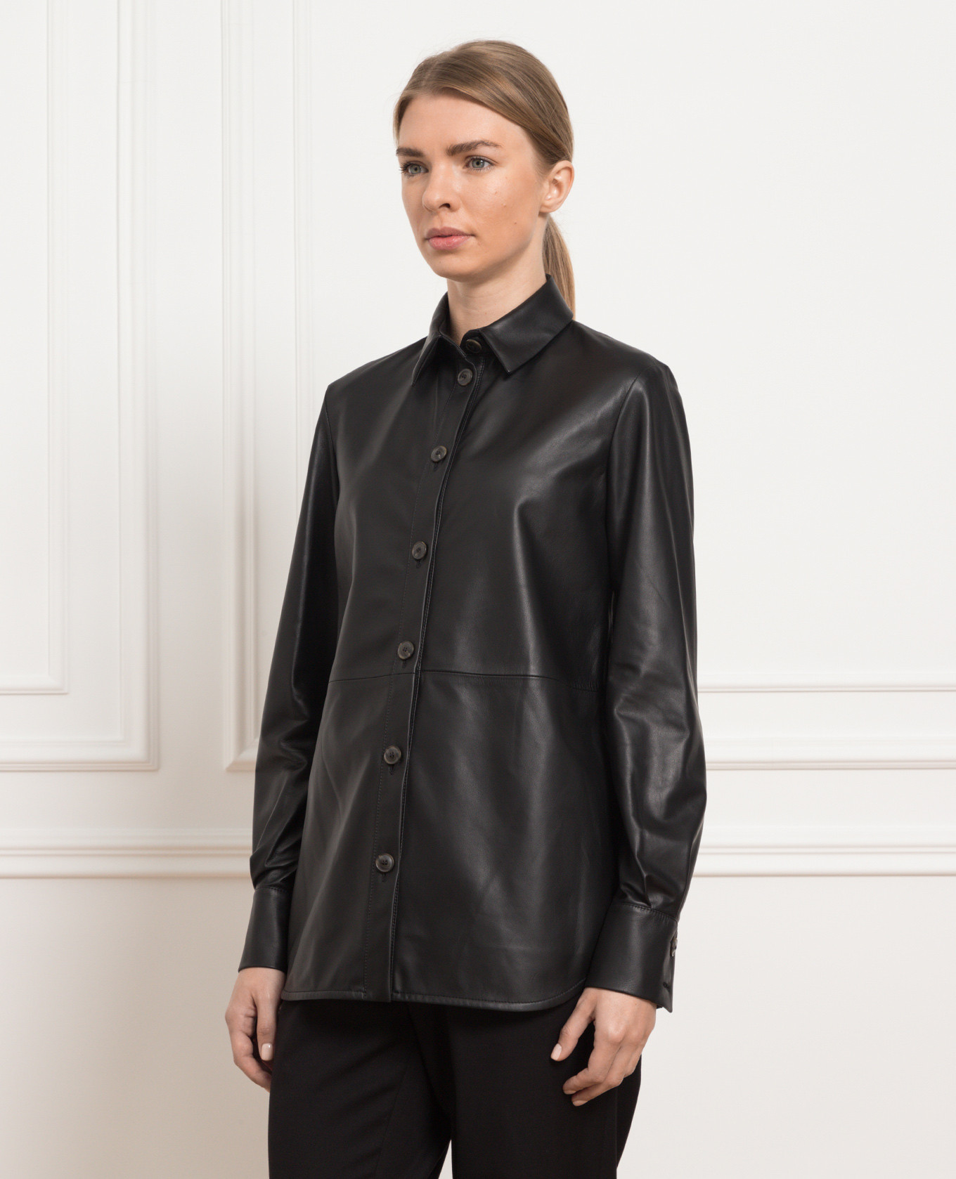 Black leather shirt Simonetta Ravizza 3