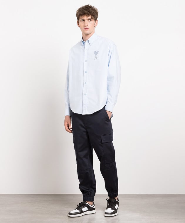 Ami Paris - Blue shirt with logo embroidery USH124CO0031