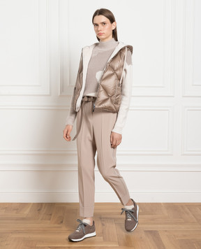 Peserico Beige pants with monil chain P04071D01974