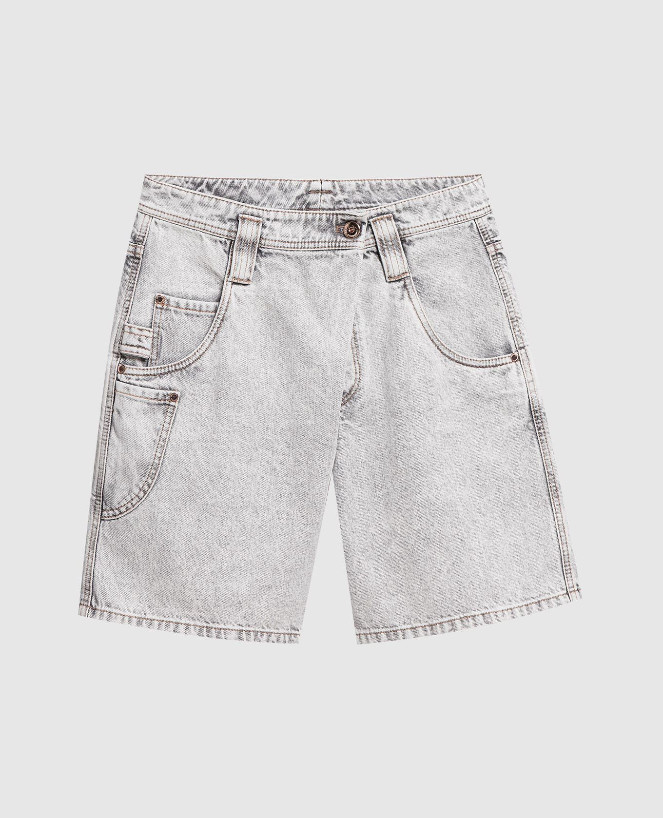 Gray denim shorts with monil chain brunello cucinelli