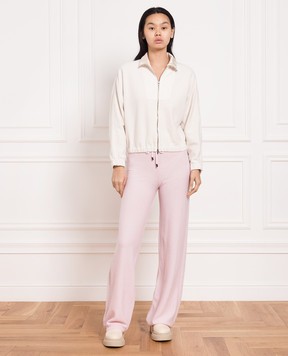 Peserico Pink wool, silk and cashmere trousers with monil chain S94042F12B9018