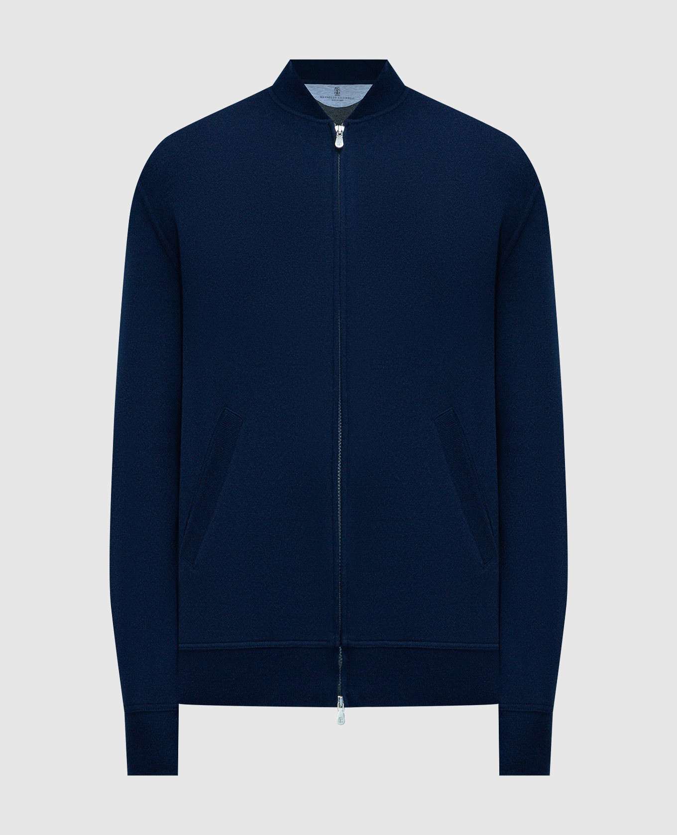 Blue cashmere bomber jacket brunello cucinelli