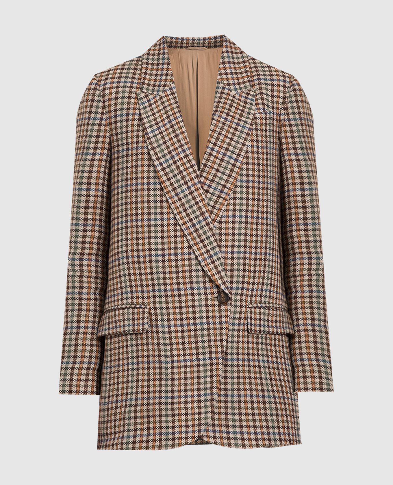 

Beige plaid jacket with eco-brass Brunello Cucinelli